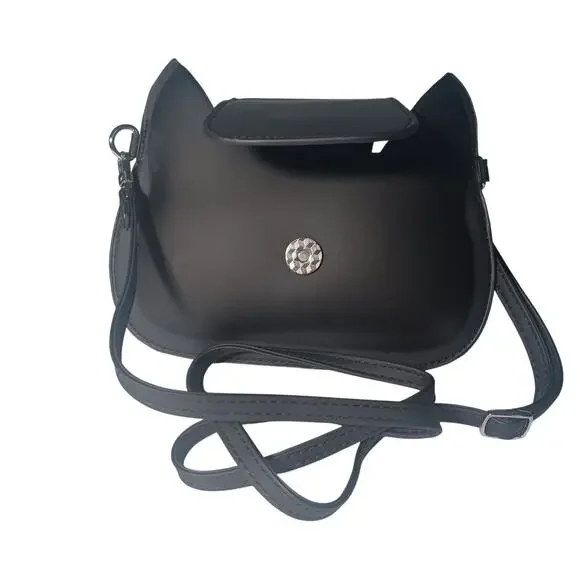 Cat Lady Box Black Cat Ear Purse Crossbody Shoulder Bag - Picture 4 of 6
